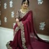 এক্সক্লুসিভ ওয়েটলেস জর্জেট এমব্রয়ডারি করা শাড়ি