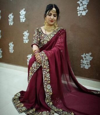 এক্সক্লুসিভ ওয়েটলেস জর্জেট এমব্রয়ডারি করা শাড়ি