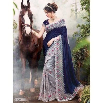 এক্সক্লুসিভ ওয়েটলেস জর্জেট এমব্রয়ডারি করা পার্টি শাড়ি