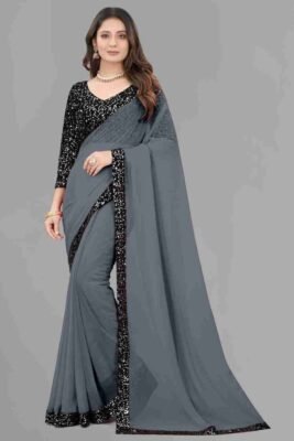 এক্সক্লুসিভ ওয়েটলেস জর্জেট  পার্টি শাড়ি